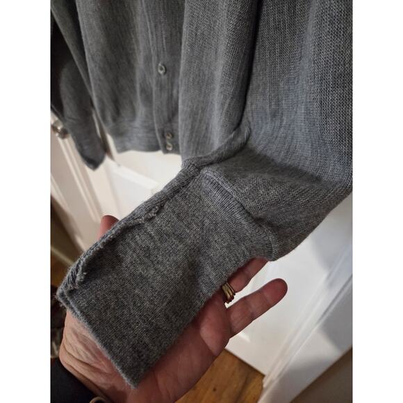 Vtg Izod Large Cardigan Sweater Gray Tennis Varsity Preppy Embroidered Shield - Picture 5 of 6
